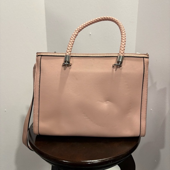 2/$25 Guess Pink Satchel with Braded Handles with Silver Accents - Picture 2 of 9